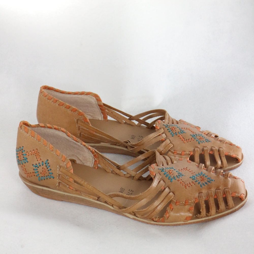 New RATIO Brazilian Leather Woven Strappy Sandals Sz 8 US Wmn - Picture 3 of 8